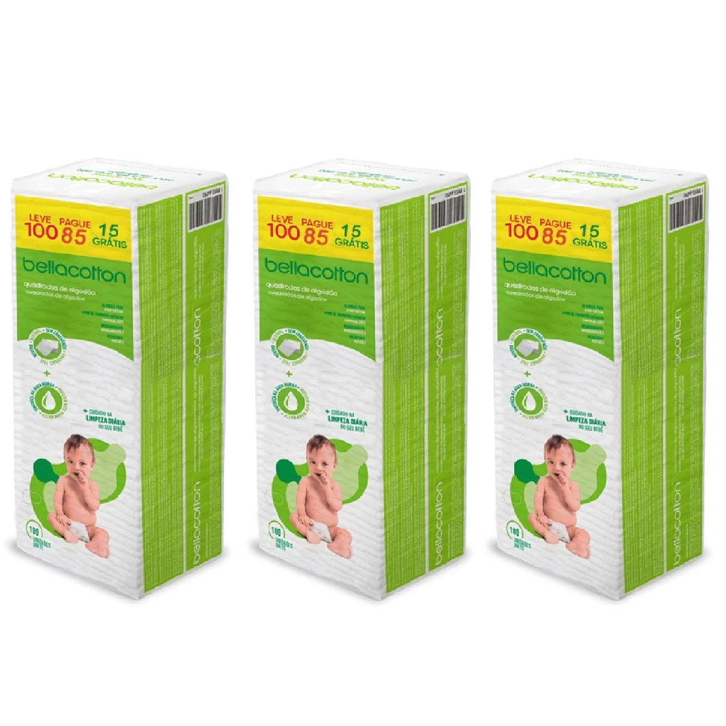 Kit 3 Quadrados de Algodão Bellacotton – Promoção